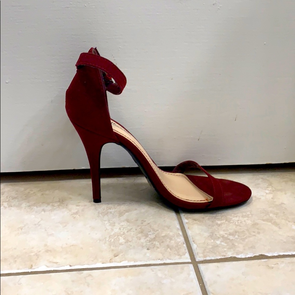 Burgundy velvet heels